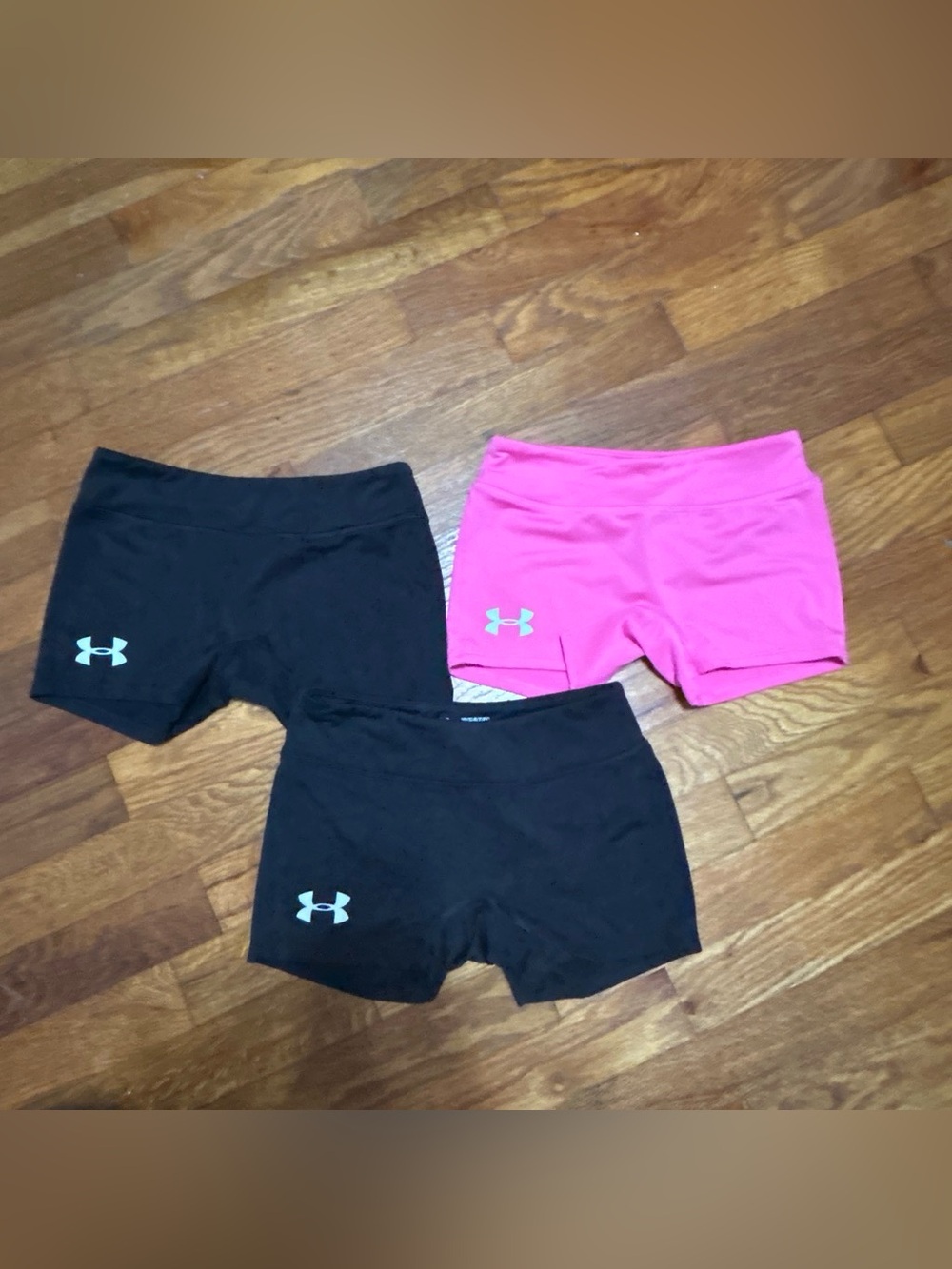 Under Armour Youth Medium Black & Hot Pink Bike Shorts Trio